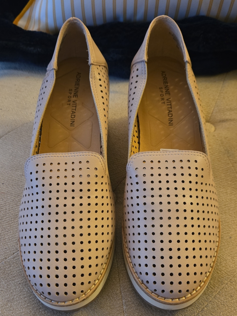 Adrienne Vittadini Nude Perforated Slip-On Loafers